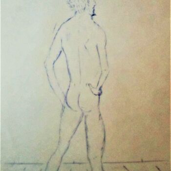 Dessin intitulée "Masculin au stylo." par Roberto Urbano, Œuvre d'art originale, Stylo à bille