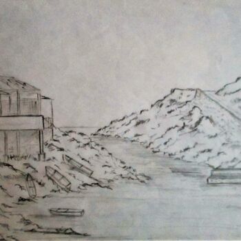 Drawing titled "MARSEILLE les Goudes" by Roberto Urbano, Original Artwork, Pencil
