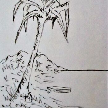 Disegno intitolato "Guadeloupe au stylo." da Roberto Urbano, Opera d'arte originale, Biro