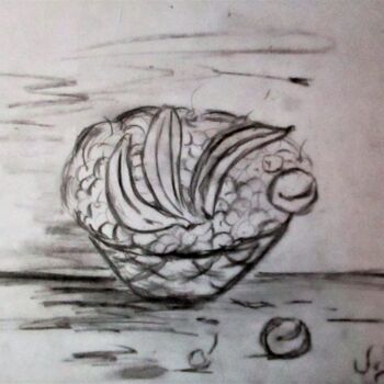 Drawing titled "Fruits d' été." by Roberto Urbano, Original Artwork, Charcoal
