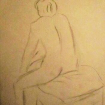 Drawing titled "Ebauche assise 4" by Roberto Urbano, Original Artwork, Charcoal