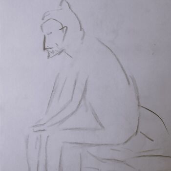 Dessin intitulée "Ebauche assise 3" par Roberto Urbano, Œuvre d'art originale, Fusain