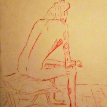 Drawing titled "Masculin au stylo" by Roberto Urbano, Original Artwork, Ballpoint pen