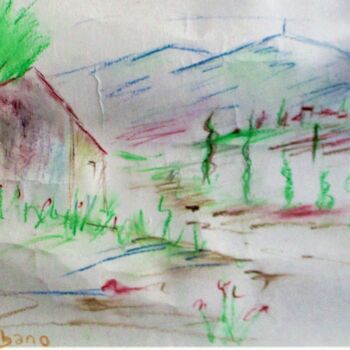 Drawing titled "Ventoux au pastel" by Roberto Urbano, Original Artwork, Pastel