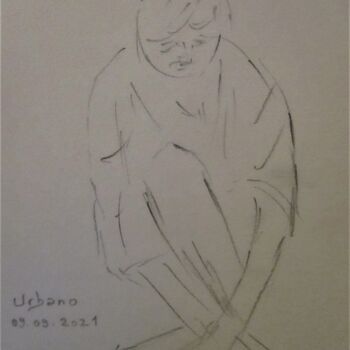 Dessin intitulée "Ebauche avec Daphné." par Roberto Urbano, Œuvre d'art originale, Crayon