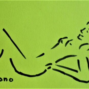 Dessin intitulée "Nu à la mer." par Roberto Urbano, Œuvre d'art originale, Marqueur Monté sur Autre panneau rigide