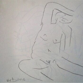 Рисунок под названием "Nu à la main gauche." - Roberto Urbano, Подлинное произведение искусства, Карандаш