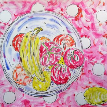 Malerei mit dem Titel "Plateau de fruits e…" von Roberto Urbano, Original-Kunstwerk, Aquarell