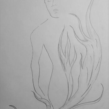 Dessin intitulée "L' homme nu." par Roberto Urbano, Œuvre d'art originale, Crayon