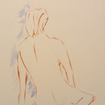 Peinture intitulée "Femme nu de dos" par Roberto Urbano, Œuvre d'art originale, Aquarelle