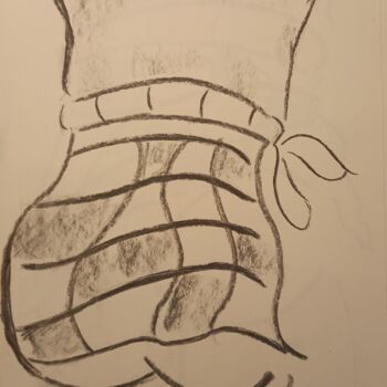 Drawing titled "Mini jupe" by Roberto Urbano, Original Artwork, Charcoal