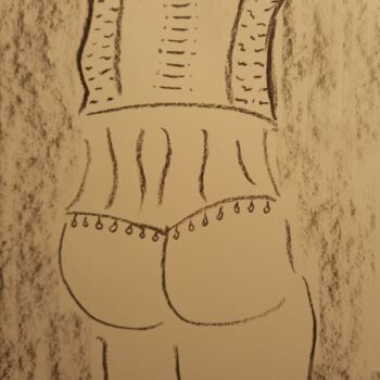 Drawing titled "Le petit corset" by Roberto Urbano, Original Artwork, Charcoal