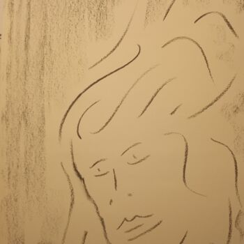 Drawing titled "Les cheveux dans le…" by Roberto Urbano, Original Artwork, Charcoal
