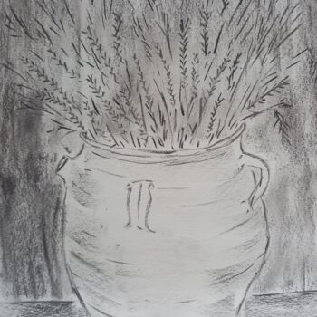 Рисунок под названием "La jarre aux blés d…" - Roberto Urbano, Подлинное произведение искусства, Древесный уголь