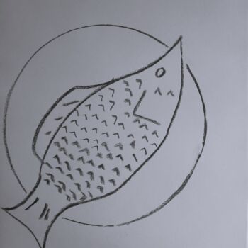 Dessin intitulée "Le poisson dans l'…" par Roberto Urbano, Œuvre d'art originale, Fusain