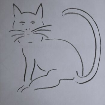 Dessin intitulée "La chatte" par Roberto Urbano, Œuvre d'art originale, Fusain