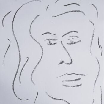 Drawing titled "Portrait abstrait" by Roberto Urbano, Original Artwork, Charcoal