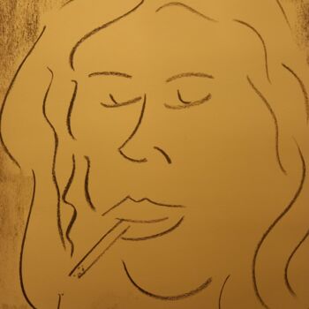 Рисунок под названием "Blonde à la cigaret…" - Roberto Urbano, Подлинное произведение искусства, Древесный уголь