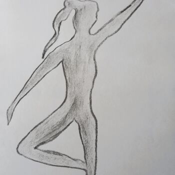 Drawing titled "La danseuse" by Roberto Urbano, Original Artwork, Charcoal
