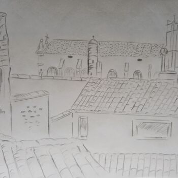 Drawing titled "Sous les toits Isle…" by Roberto Urbano, Original Artwork, Pencil