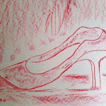Disegno intitolato "La chaussure rouge" da Roberto Urbano, Opera d'arte originale, Gesso