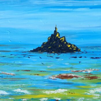 Painting titled "Mont Saint-Michel" by Roberto Urbano, Original Artwork, Oil Mounted on Wood Stretcher frame