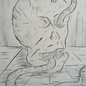 Drawing titled "Le serpent de la mo…" by Roberto Urbano, Original Artwork, Charcoal