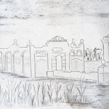 Disegno intitolato "Lac de Banyoles Esp…" da Roberto Urbano, Opera d'arte originale, Matita