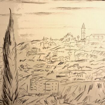 Dessin intitulée "Les hauts de Bastia" par Roberto Urbano, Œuvre d'art originale, Crayon