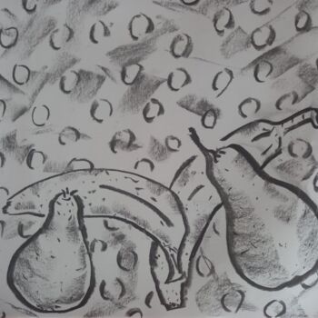 「Poires bananes」というタイトルの描画 Roberto Urbanoによって, オリジナルのアートワーク, 木炭