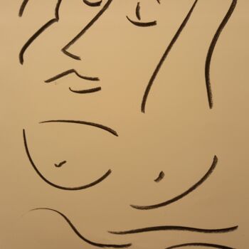 Drawing titled "Baigneuse" by Roberto Urbano, Original Artwork, Charcoal