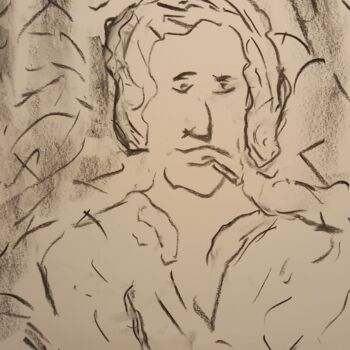Desenho intitulada "L' homme à la cigar…" por Roberto Urbano, Obras de arte originais, Carvão