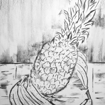 Drawing titled "Fruits exotiques" by Roberto Urbano, Original Artwork, Charcoal