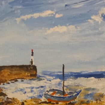 Painting titled "Le Cap d' Erquy" by Roberto Urbano, Original Artwork, Acrylic Mounted on Wood Stretcher frame
