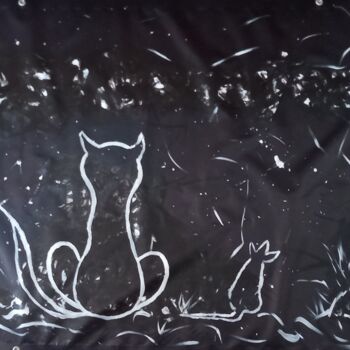 Malerei mit dem Titel "El gato negro y la…" von Roberto Urbano, Original-Kunstwerk, Acryl