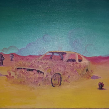 Painting titled "Yellow Desert" by Dedallu Argentu, Original Artwork, Oil