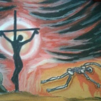 제목이 "Crucifixion"인 그림 Brigitte Joint로, 원작, 파스텔