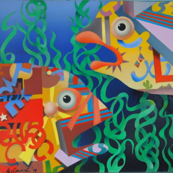 Картина под названием "2 Fishes" - Bob Mccormick, Подлинное произведение искусства, Аэрограф