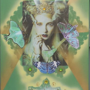 Pintura intitulada "La Fée papillons"" por Myriam Bobo, Obras de arte originais