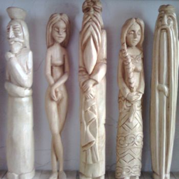 Sculpture titled "Santons." by Boco-Eva, Original Artwork, Wood