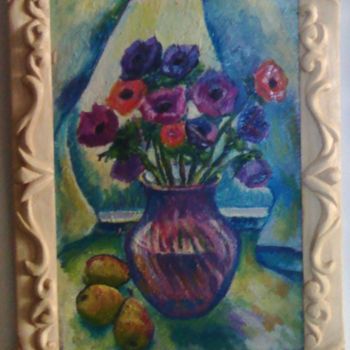 Painting titled "Vase et Cadre." by Boco-Eva, Original Artwork, Oil