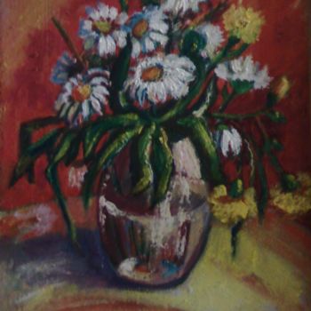 Painting titled "Fleurs Blanc." by Boco-Eva, Original Artwork, Acrylic