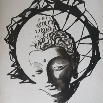 Peinture intitulée "BUDDHA HEAD 04" par Bodhi Selvam, Œuvre d'art originale, Acrylique