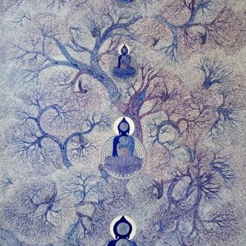 Pittura intitolato "TREE OF ENLIGHTENME…" da Bodhi Selvam, Opera d'arte originale, Acrilico