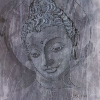 Painting titled "BUDDHA HEAD 09" by Bodhi Selvam, Original Artwork, Acrylic