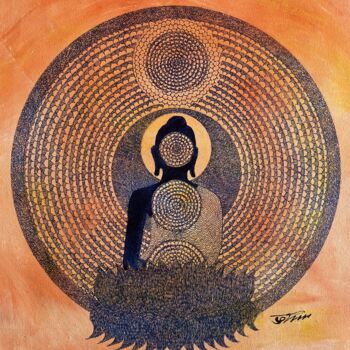 Painting titled "Bodhi Mandala 3" by Bodhi Selvam, Original Artwork, Acrylic