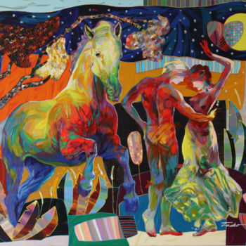 「dance-with-the-moon…」というタイトルの絵画 Patrick Bodinによって, オリジナルのアートワーク