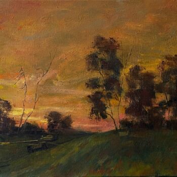 Картина под названием "Тревожный закат" - Bodis, Подлинное произведение искусства, Масло