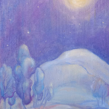 Peinture intitulée ""Winter Silence"" par Ludmila Bodrova-Vind, Œuvre d'art originale, Huile Monté sur Châssis en bois