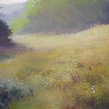 Painting titled "Meadow, morning lig…" by Bo Fransson, Original Artwork, Oil